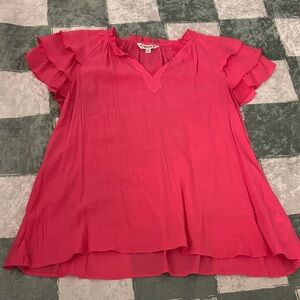Nannette Vibrant Pink Ruffle Sleeve Blouse